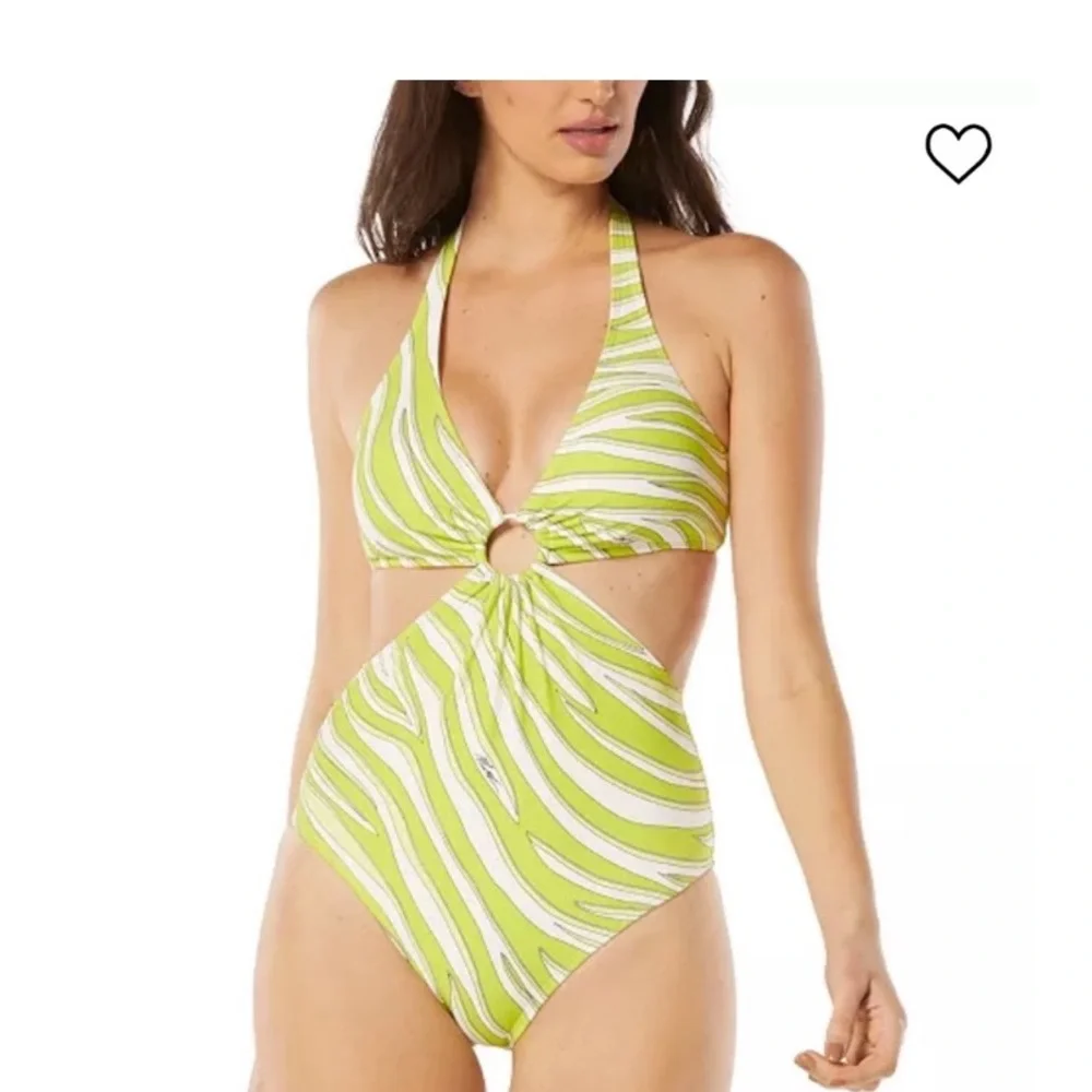 Michael Michael kors women’s printed O-ring cutout one piece swimsuit